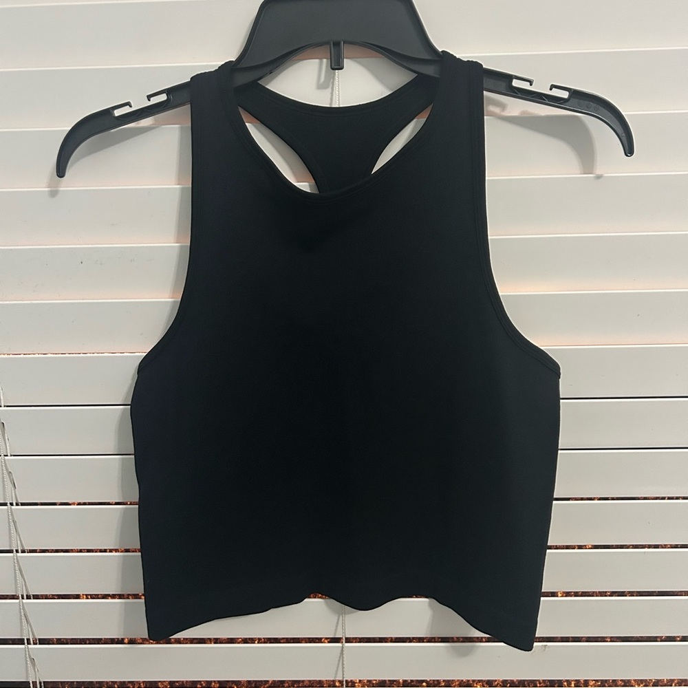 Free People Black Crop Tank Top with Cut Out Design